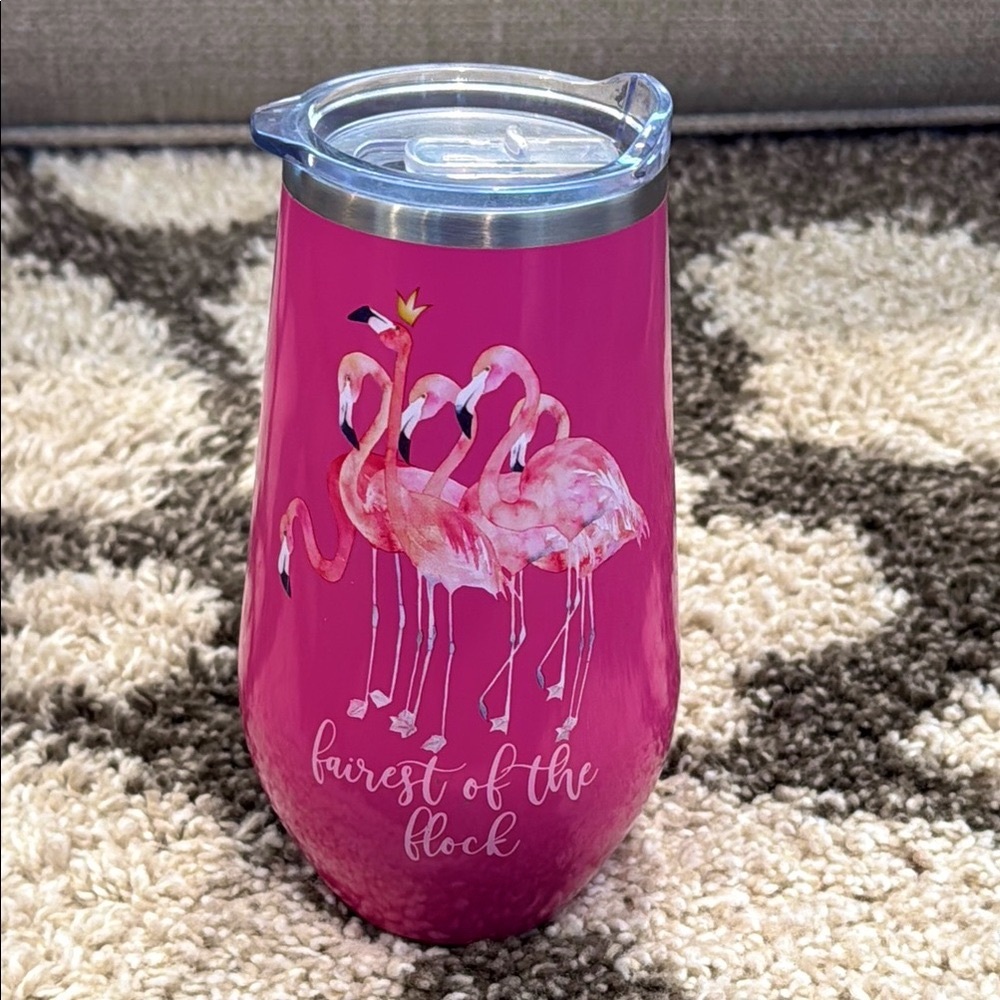 Refresh Pink Flamingo Insulated Travel Tumbler Fairest of Flock 8.5”